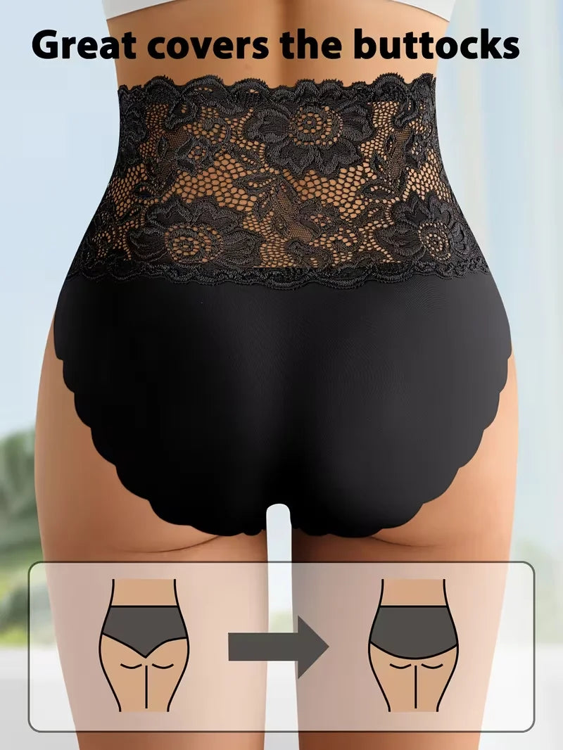 3Pcs/Set Women's Briefs Briefs High Waist Lace Briefs Sleeveless Elastic Waistband Comfortable Soft Breathable Fabric